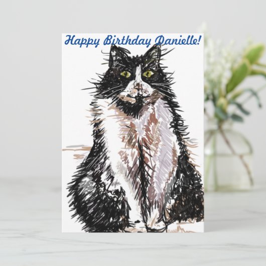 Schattigee Tuxedo Cat Animal Verjaardag Kinderuitn Kaart (Staand voorkant)