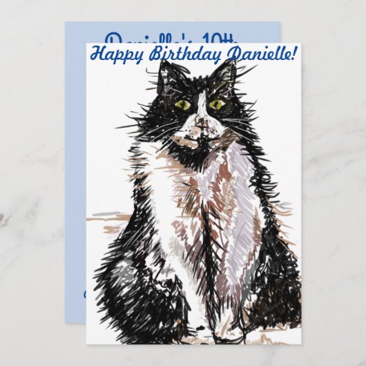 Schattigee Tuxedo Cat Animal Verjaardag Kinderuitn Kaart (Voorkant / Achterkant)