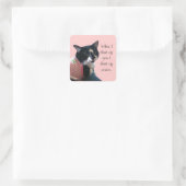 Schattigee Tuxedo Cat Denk aan Vrede Custom Sticke Vierkante Sticker (Tas)