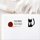 Schattigee Tuxedo Cat met garen retour adreslabel Etiket (Insitu)