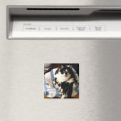 Schattigee Tuxedo Cat, op Cadeau kerstmagneten Magneet (Insitu (Vaatwasser))