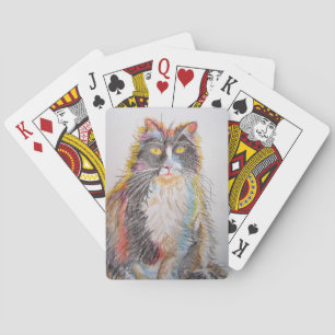 Schattigee Tuxedo Cat Potlood Tekening Speelkaarte Pokerkaarten