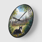 Schattigee Tuxedo Cat Relaxing Ronde Klok (Hoek)