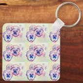 Schattigee Tuxedo Cat Verjaardagsfeestje Kinderuit Sleutelhanger (Achterkant)