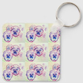 Schattigee Tuxedo Cat Verjaardagsfeestje Kinderuit Sleutelhanger (Achterkant)