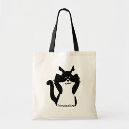Schattigee Tuxedo kat bedekkende oren Custom Tote Bag