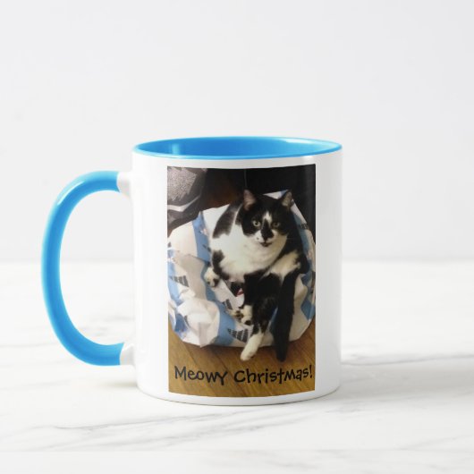 Schattigee Tuxedo Kat Kerst Present Mokken (Links)