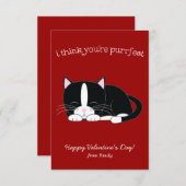 Schattigee Tuxedo Kat Klaslokaal Valentijnse Kaart (Voorkant / Achterkant)