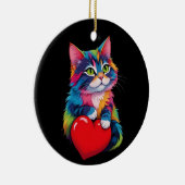 Schattigee Tuxedo Kat Valentijnsdag Hart Kat Liefh Keramisch Ornament (Rechts)