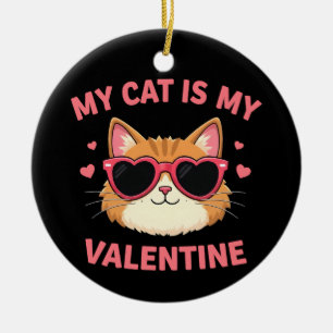 Schattigee Tuxedo Kat Valentijnsdag Hart Kat Liefh Keramisch Ornament