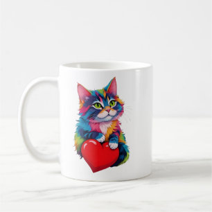 Schattigee Tuxedo Kat Valentijnsdag Hart Kat Liefh Koffiemok