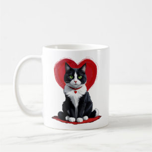 Schattigee Tuxedo Kat Valentijnsdag Hart Kat Liefh Koffiemok