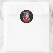 Schattigee Tuxedo Kat Valentijnsdag Hart Kat Liefh Ronde Sticker (Tas)