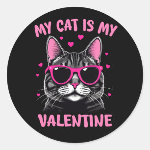 Schattigee Tuxedo Kat Valentijnsdag Hart Kat Liefh Ronde Sticker