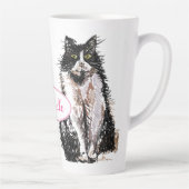 Schattigee Tuxedo Kat Zwart Wit Tekenkunst Katten  Latte Mok (Rechts)