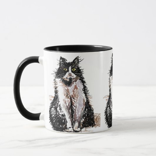 Schattigee Tuxedo Kat Zwart Wit Tekenkunst Katten Mok (Links)