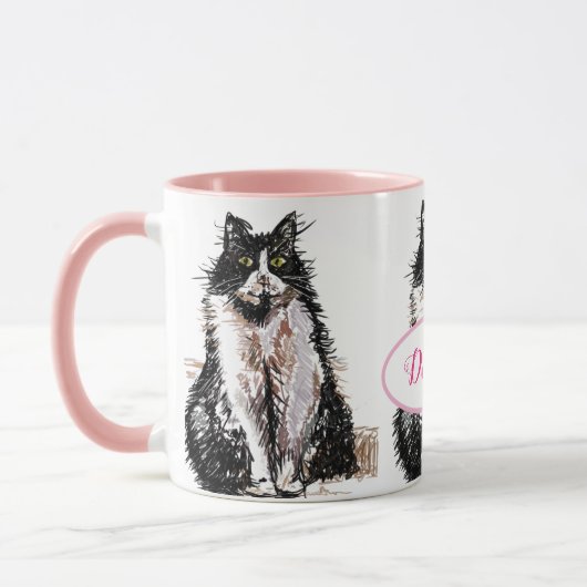Schattigee Tuxedo Kat Zwart Wit Tekenkunst Katten Mok (Links)