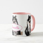 Schattigee Tuxedo Kat Zwart Wit Tekenkunst Katten  Mok (Voorkant rechts)