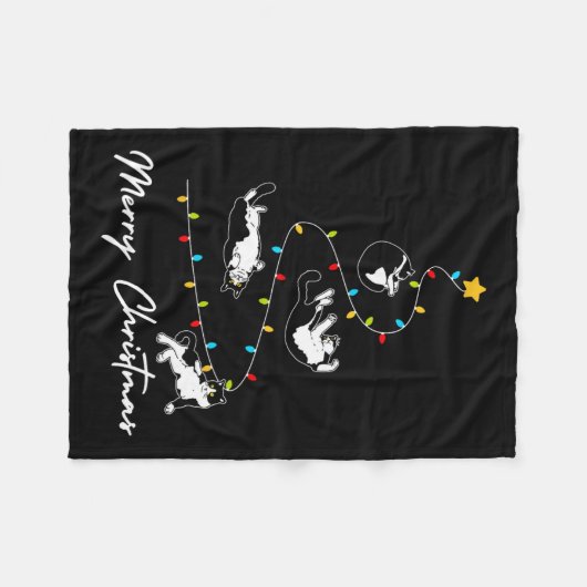 Schattigee Tuxedo Katten Kerstboom Lichten Eigenaa Fleece Deken (Voorkant (Horizontaal))
