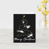 Schattigee Tuxedo Katten Kerstboom Lichten Eigenaa Kaart (Gele Bloem)