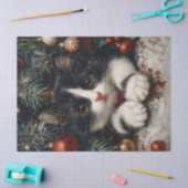 Schattigee Tuxedo Kitten Kerstkat Decoupage Tissuepapier (Craft)