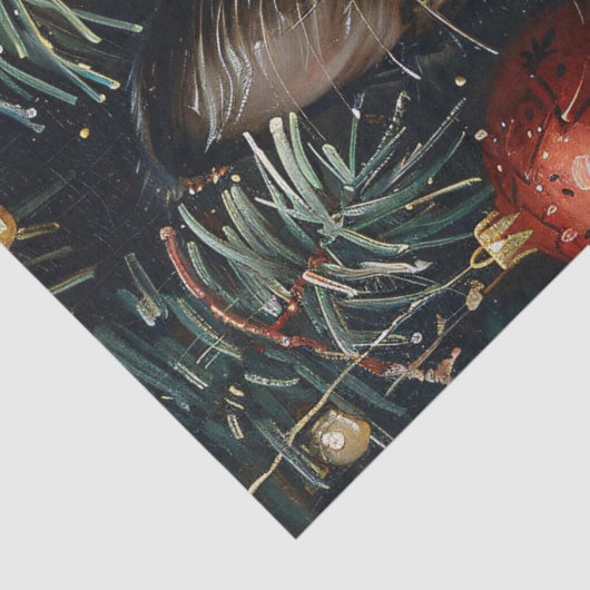 Schattigee Tuxedo Kitten Kerstkat Decoupage Tissuepapier (Detail)