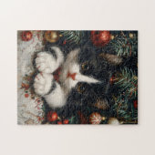 Schattigee Tuxedo Kitten Kerstkat Legpuzzel (Horizontaal)