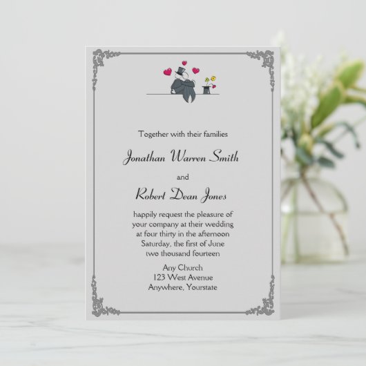 Schattigee twee bruidegoms Cartoon homohuwelijk ui Kaart (Staand voorkant)