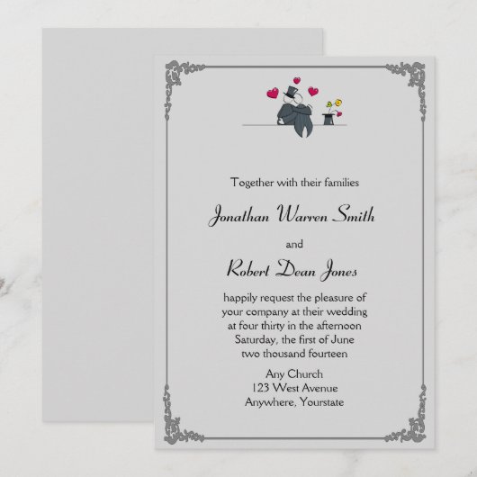 Schattigee twee bruidegoms Cartoon homohuwelijk ui Kaart (Voorkant / Achterkant)