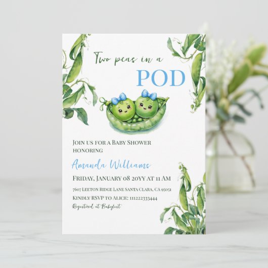 Schattigee twee erwten in een pod Blue Boy Twins B Kaart (Staand voorkant)