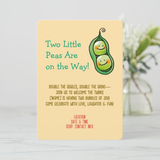 Schattigee twee erwten in een pod Twin Shower Uitn Save The Date (Staand voorkant)