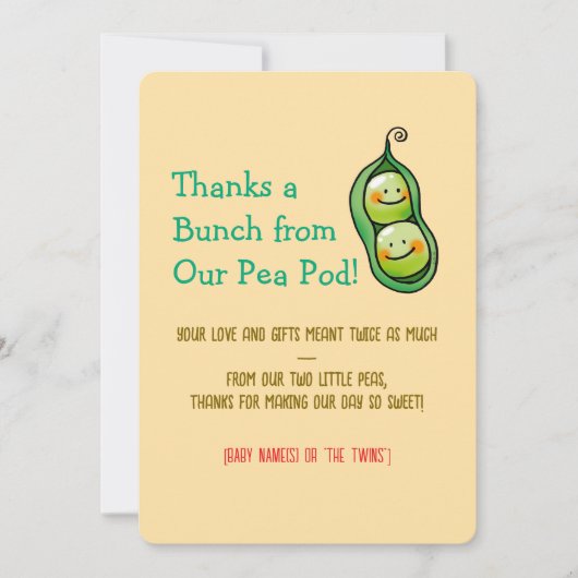 Schattigee twee erwten tweeling Baby Bedankkaart (Voorkant)