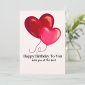 Schattigee twee hart ballon verjaardagsuitnodiging kaart (Staand voorkant)