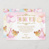 Schattigee tweeling baby meisjes teddyberen Baby s Bedankkaart (Voorkant / Achterkant)