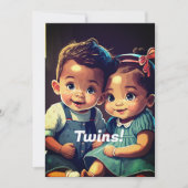 Schattigee Tweeling Baby shower Uitnodiging (Voorkant)