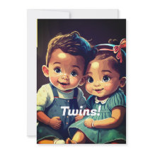 Schattigee Tweeling Baby shower Uitnodiging