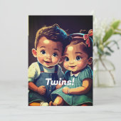 Schattigee Tweeling Baby shower Uitnodiging (Staand voorkant)