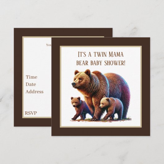 Schattigee tweeling beren baby shower kaart (Voorkant / Achterkant)