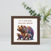 Schattigee tweeling beren baby shower kaart (Staand voorkant)