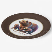 Schattigee tweeling beren baby shower papieren bordje (Gekanteld)