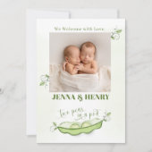 Schattigee tweeling foto erwten in een pod kaart (Voorkant)