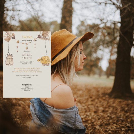 Schattigee tweeling jongen en meisje Baby shower I Kaart