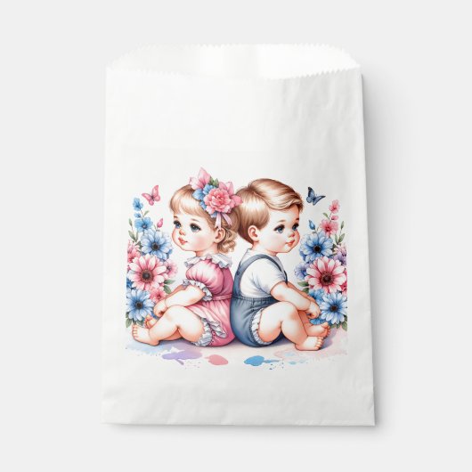 Schattigee tweeling | Jongen en meisje Bedankzakje (Voorkant)