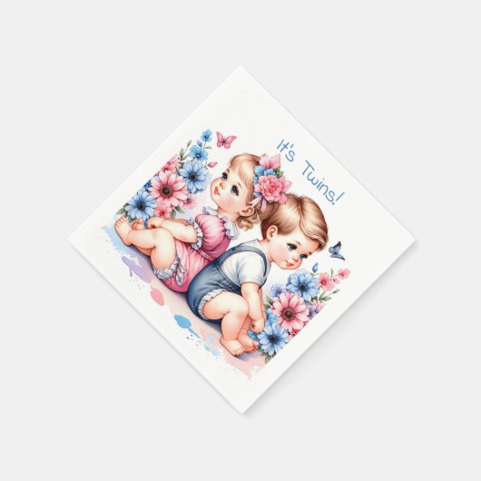 Schattigee  tweeling | Jongen en meisje Servet (Hoek)