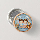 Schattigee tweeling jongens Baby shower groot oma Ronde Button 3,2 Cm (Voorkant /achterkant)