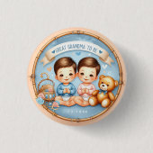 Schattigee tweeling jongens Baby shower groot oma  Ronde Button 3,2 Cm (Voorkant)