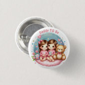 Schattigee tweeling meisje Baby shower papa om te  Ronde Button 3,2 Cm (Voorkant /achterkant)