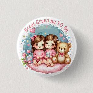 Schattigee tweeling meisje's Baby shower groot oma Ronde Button 3,2 Cm