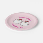 Schattigee Tweeling Meisjes Halloween 1e Verjaarda Papieren Bordje (Gekanteld)