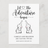 Schattigee tweeling olifanten zwangerschapsaankond aankondigingskaart (Voorkant)